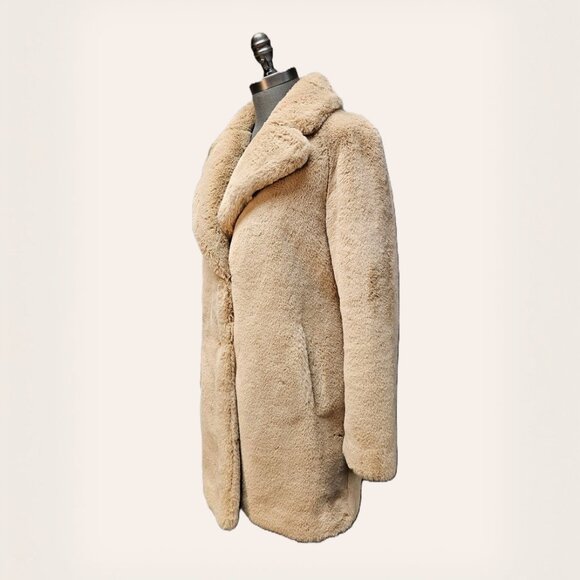 Women's Tan Faux Fur Coat - Picture 1 of 5
